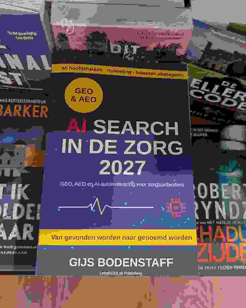 Het boek AI Search in de Zorg 2027 van Gijs Bodenstaff te koop bij Primera, tussen andere nieuwe boeken in de winkel