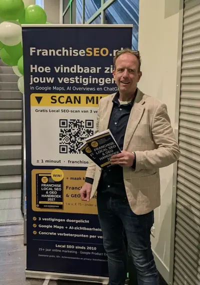 Gijs Bodenstaff presenteert het Franchise Local SEO en GEO Handboek 2027 op De Nationale Franchise Beurs in Gorinchem