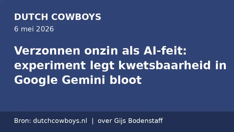 Bronkaart: Dutch Cowboys, Verzonnen onzin als AI-feit: experiment legt kwetsbaarheid in Google Gemini bloot (6 mei 2026)