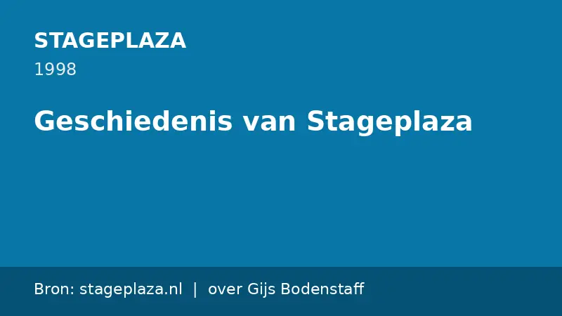 Bronkaart: Stageplaza, Geschiedenis van Stageplaza (1998)